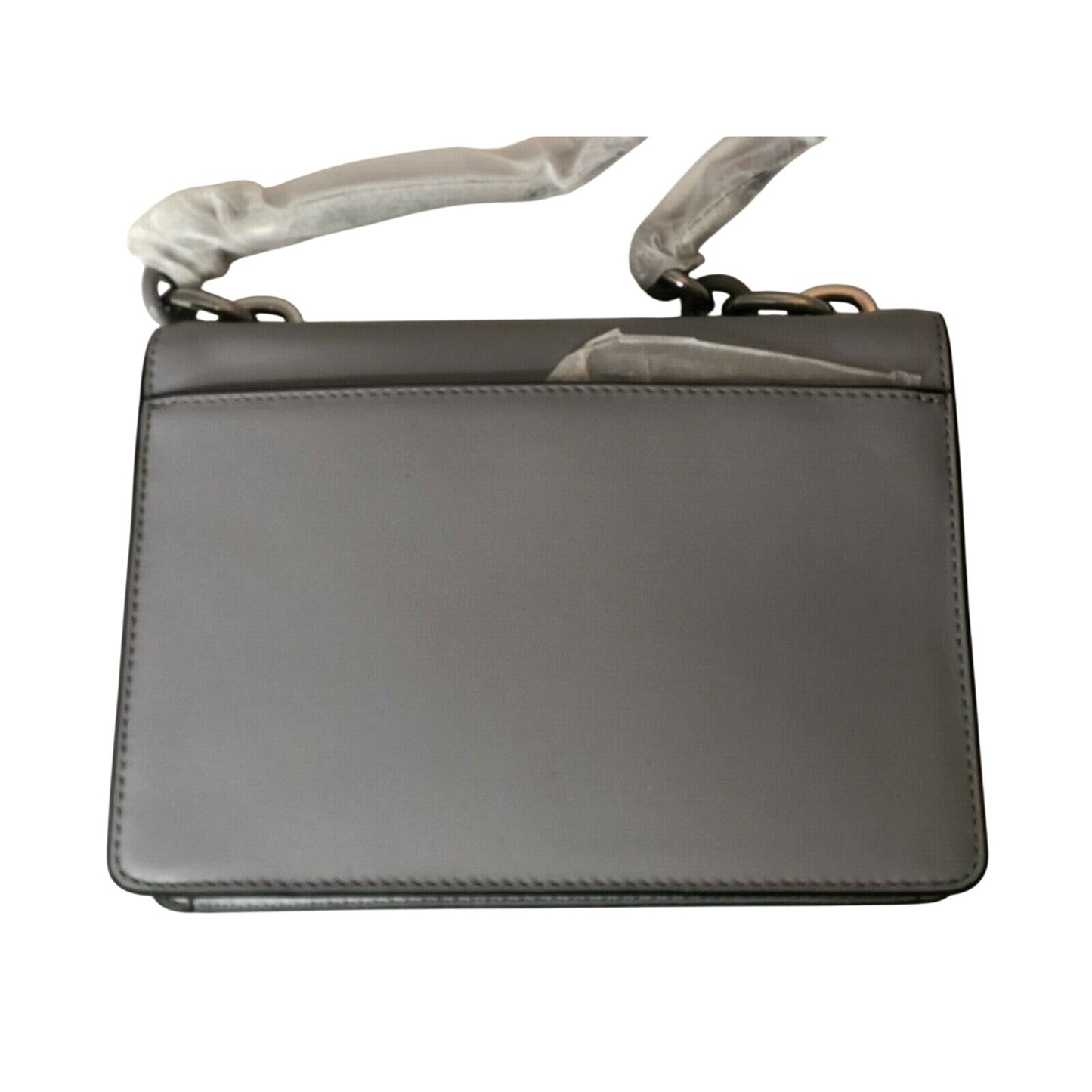 MICHAEL KORS Gray Leather "Cynthia" Shoulder Bag, Flap Closure