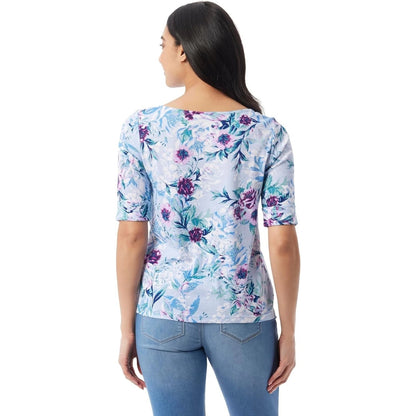 Gloria Vanderbilt Women's Alanis Boat Neck Knit Tee in Toscana Floral
