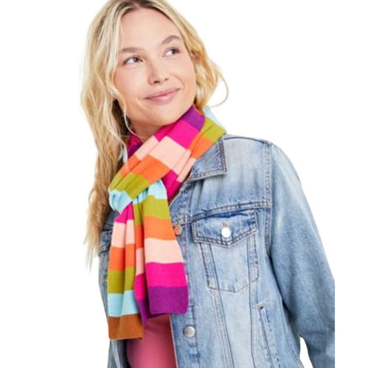 On 34th Women's Colorblocked Oblong Scarf in Pink Multi Stripe