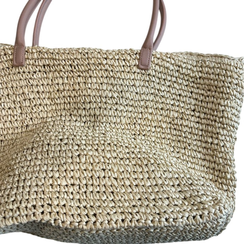 AQUA Extra-Large Woven Tote In Natural