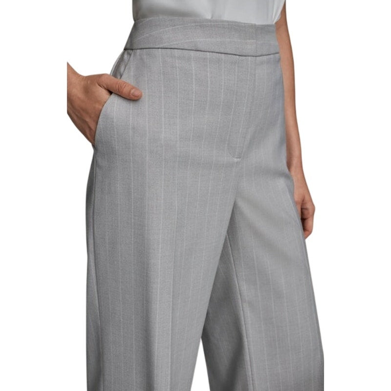 Donna Karan New York Women's Pinstriped Wide-Leg Pants in Light Gray & White