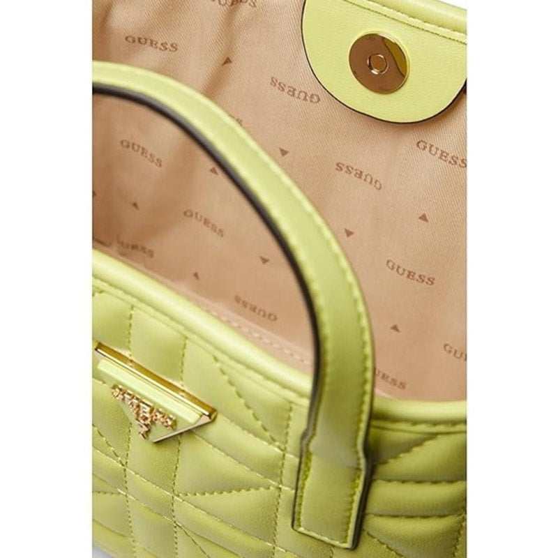 Guess Women's Metallic "Latona" Mini Tote Bag in Chartreuse Green