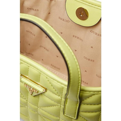 Guess Women's Metallic "Latona" Mini Tote Bag in Chartreuse Green
