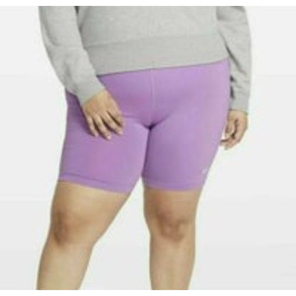 NIKE Light Purple Biker Shorts, White Swoosh Detail