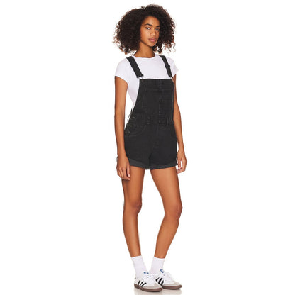 Free People Women's "Ziggy" Shortall Overalls in Mineral Black