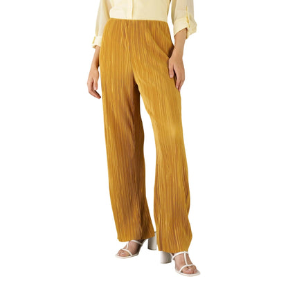 Calvin Klein Women's Plisse Pull On Pants in Gold Ice