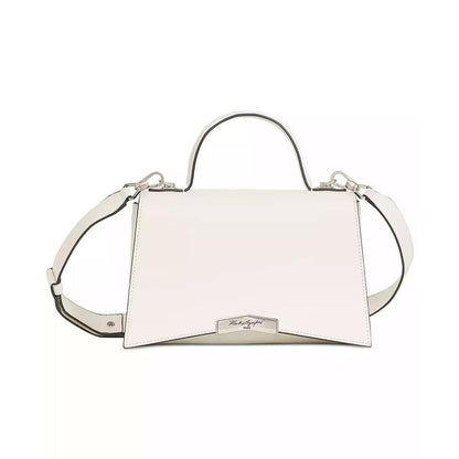 KARL LAGERFELD PARIS Tropez Small Leather Satchel in Winter White