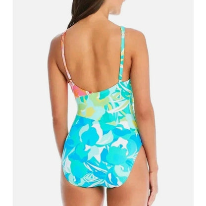 Bleu by Rod Beattie Women's Wrap Front One Piece Swimsuit in Multi Floral