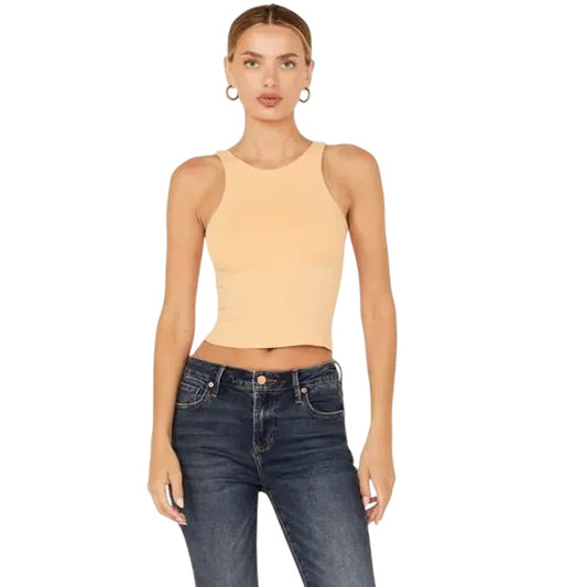 Free People Women's Clean Lines Sleeveless Cami in Sunburst Orange, Size M/L