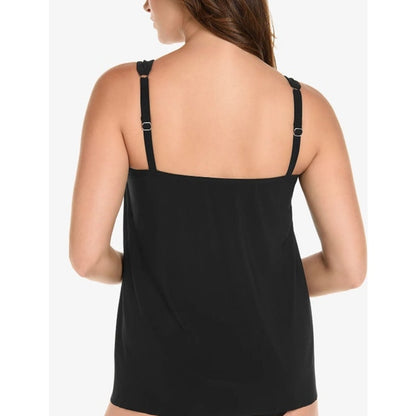 Miraclesuit Women's Mesh Mirage Draped Tankini Top in Black
