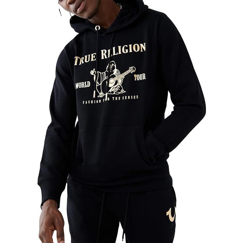 True Religion Men's Metallic Buddha Fleece Hoody Black, Size Medium