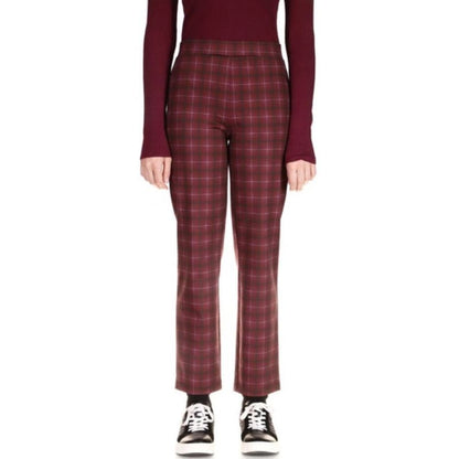 SANCTUARY Carnaby Cotton Plaid Kick Crop Pants In Sangria Plaid