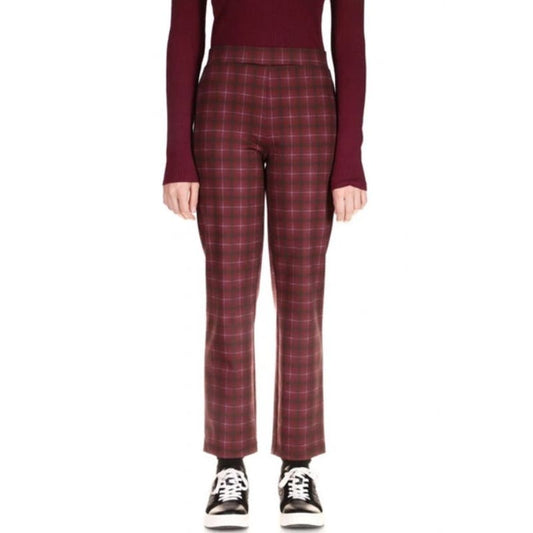 SANCTUARY Carnaby Cotton Plaid Kick Crop Pants In Sangria Plaid, Size Large