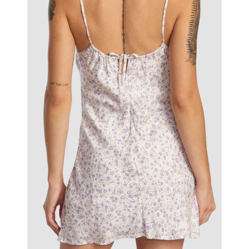 RVCA Juniors "Macarthur" Spaghetti Strap Mini Dress, Purple & Pink Floral, Large