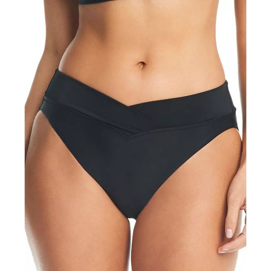 Bar III Women's V-Waist High Leg Bikini Bottoms in Black