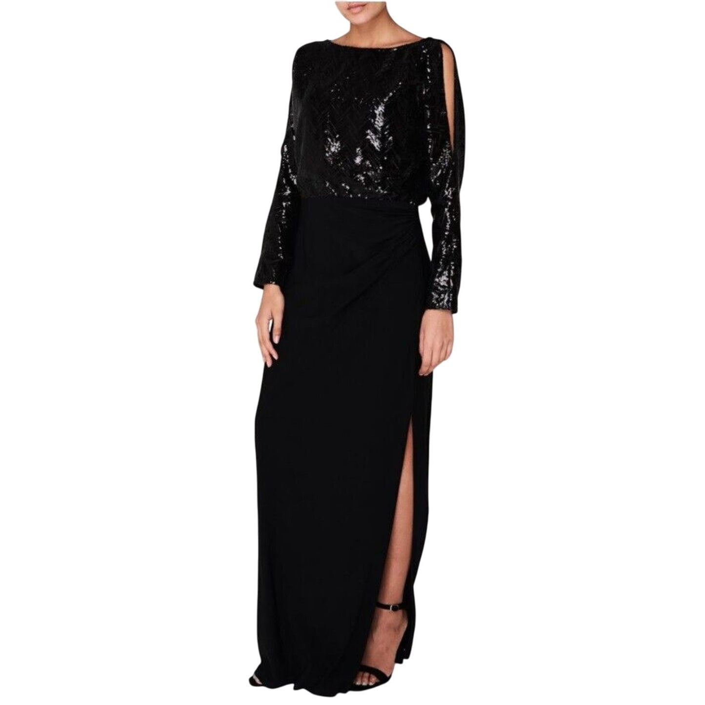 Ralph Lauren Black Sequined Jersey Gown, “Perina”, NWT