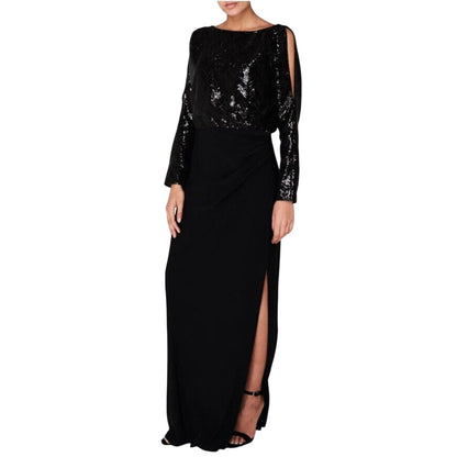Ralph Lauren Black Sequined Jersey Gown, “Perina”, NWT
