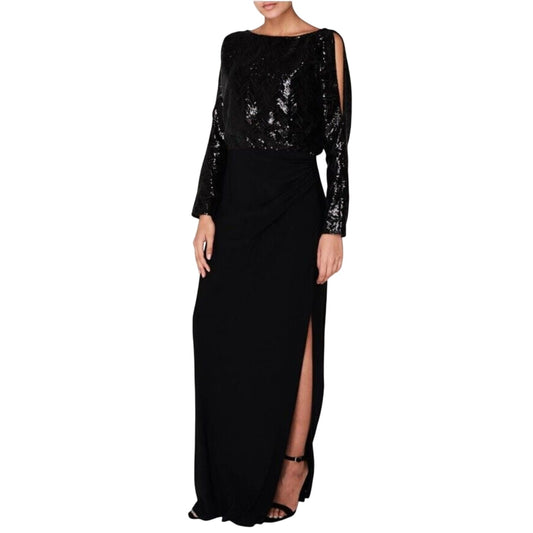 Ralph Lauren Black Sequined Jersey Gown, “Perina”, NWT
