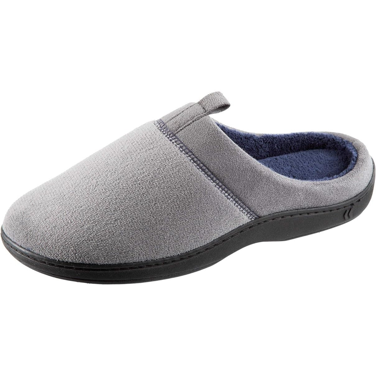 Isotoner Men's Microterry Jared Slip on Slipper In Gray, Large (9.5-10.5)