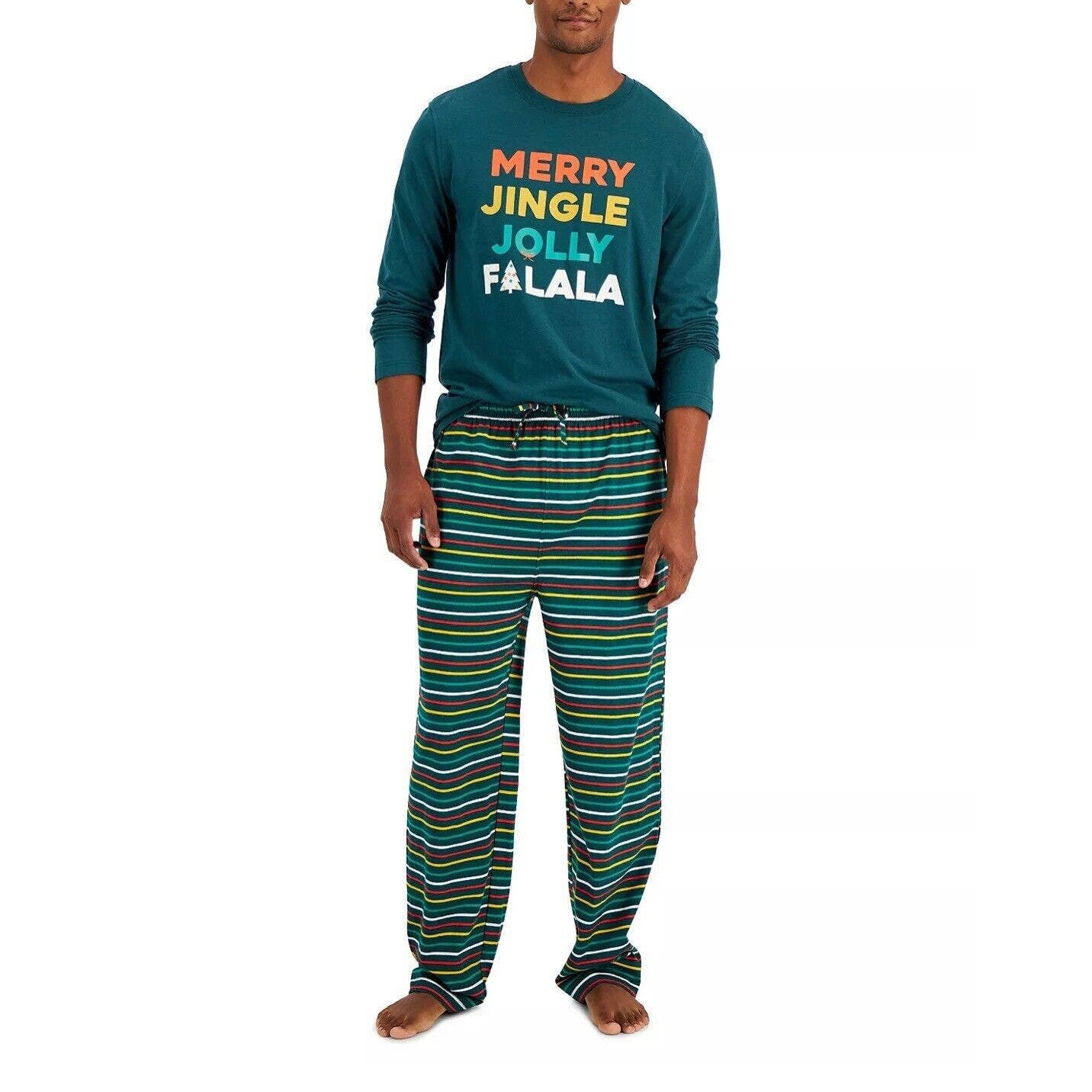 FAMILY PAJAMAS Matching Men’s Merry Jingle Mix It Family Pajama Set Green