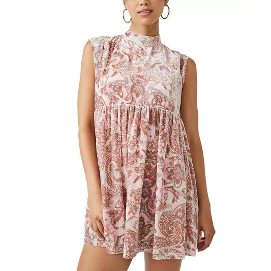 Free People Women's All The Time Velvet Paisley Mini Dress In Petal Pink Combo