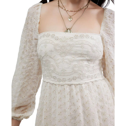 Free People Malina Embroidered Eyelet Maxi Dress in Ivory