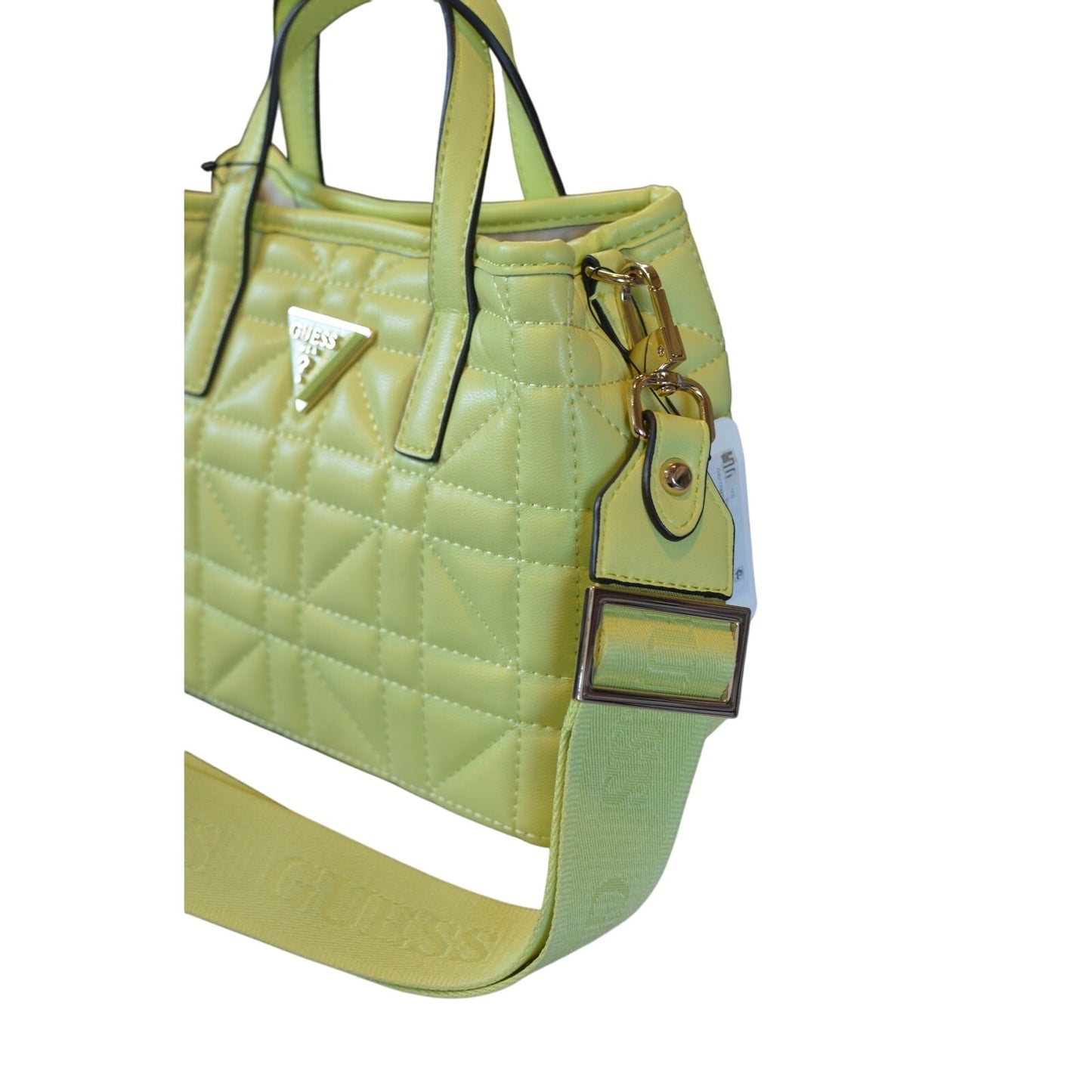 Guess Women's Metallic "Latona" Mini Tote Bag in Chartreuse Green