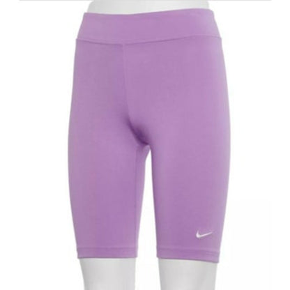 NIKE Light Purple Biker Shorts, White Swoosh Detail