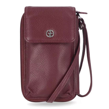 Giani Bernini Softy Leather Tech Crossbody Bag Wallet in Wine Red