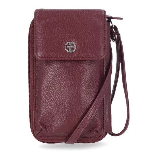 Giani Bernini Softy Leather Tech Crossbody Bag Wallet in Wine Red