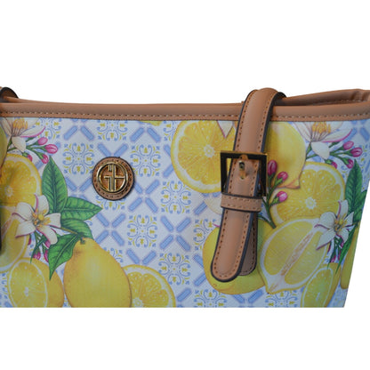 Giani Bernini Women's Lemon Print Saffiano Tote in Yellow Lemon Print