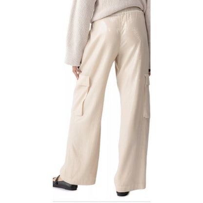 Sanctuary Women's Coastal Sequin Striped Wide Leg Cargo Pants, Size Small
