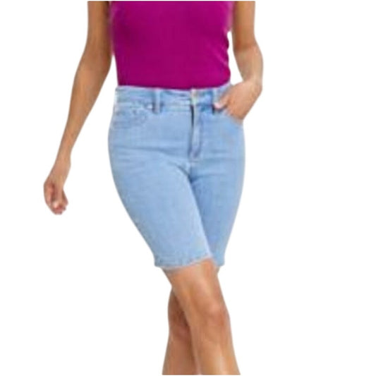 INC International Concepts Women's High-Rise Denim Bermuda Shorts Medium Indigo