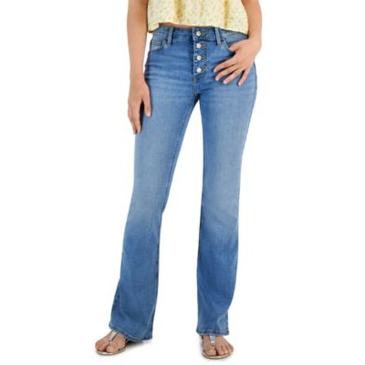 Celebrity Pink Juniors Button Fly Flare Leg Medium "Silica" Wash Jeans