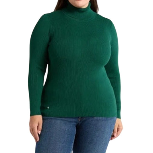 Lauren Ralph Lauren Women's Ribbed Turtleneck Sweater in Deep Emerald Green