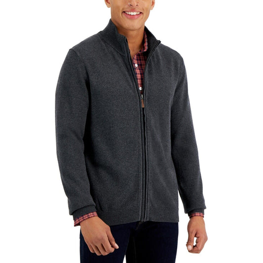 Club Room Men's Fullzip Sweater Charcoal Heather