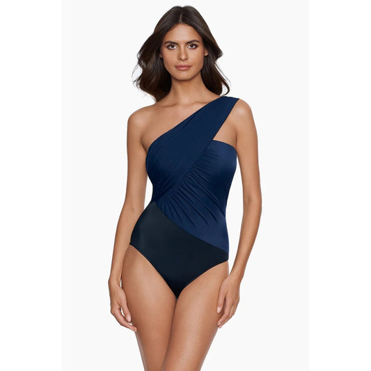 Magicsuit Goddess One Piece in Colorblock Navy & Black