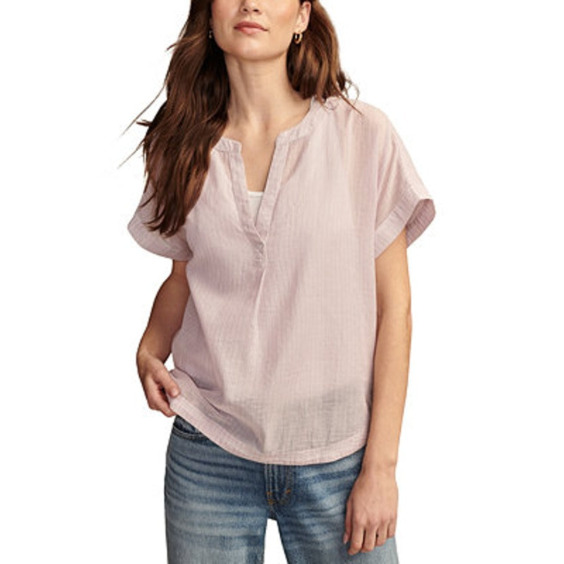 Lucky Brand Women's Cotton Striped Dolman Sleeve Top in Diffused Orchid, XXL