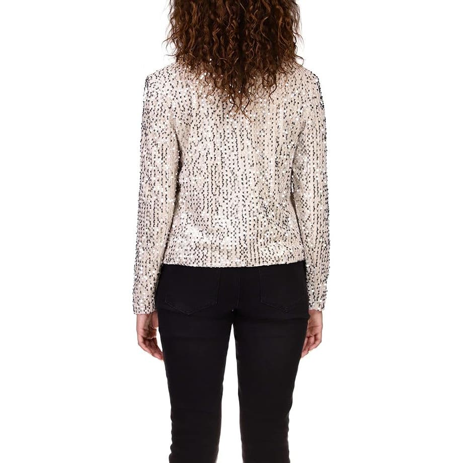 Sanctuary Women's Charmed Blazer In Sequinned Champagne, Size XL