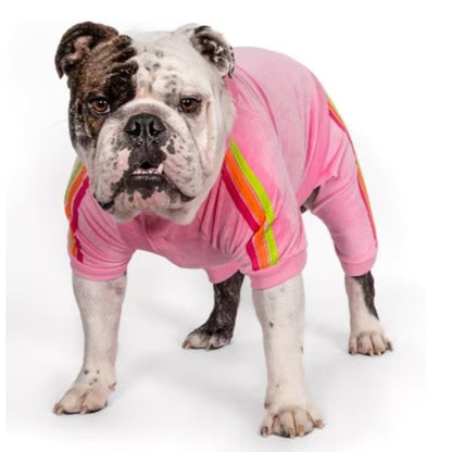 FabDog Bright Pink Neon Striped Imitation Tracksuit Pet Clothing