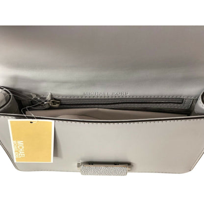 MICHAEL KORS Gray Leather "Cynthia" Shoulder Bag, Flap Closure