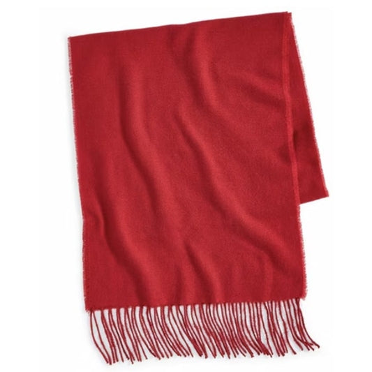 Style & Co. Fringe Detail Solid Soft Wrap Scarf in Red
