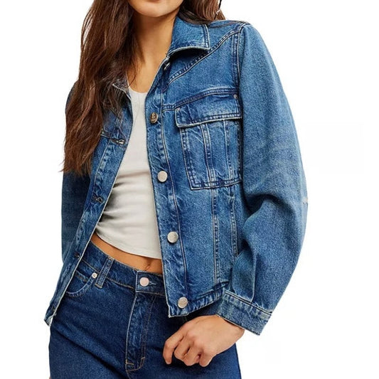 Free People Jade High Dive Blue Denim Jacket