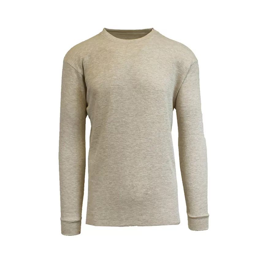 GALAXY BY HARVIC Men's Waffle Knit Thermal Shirt In Oatmeal Heather, Size XL