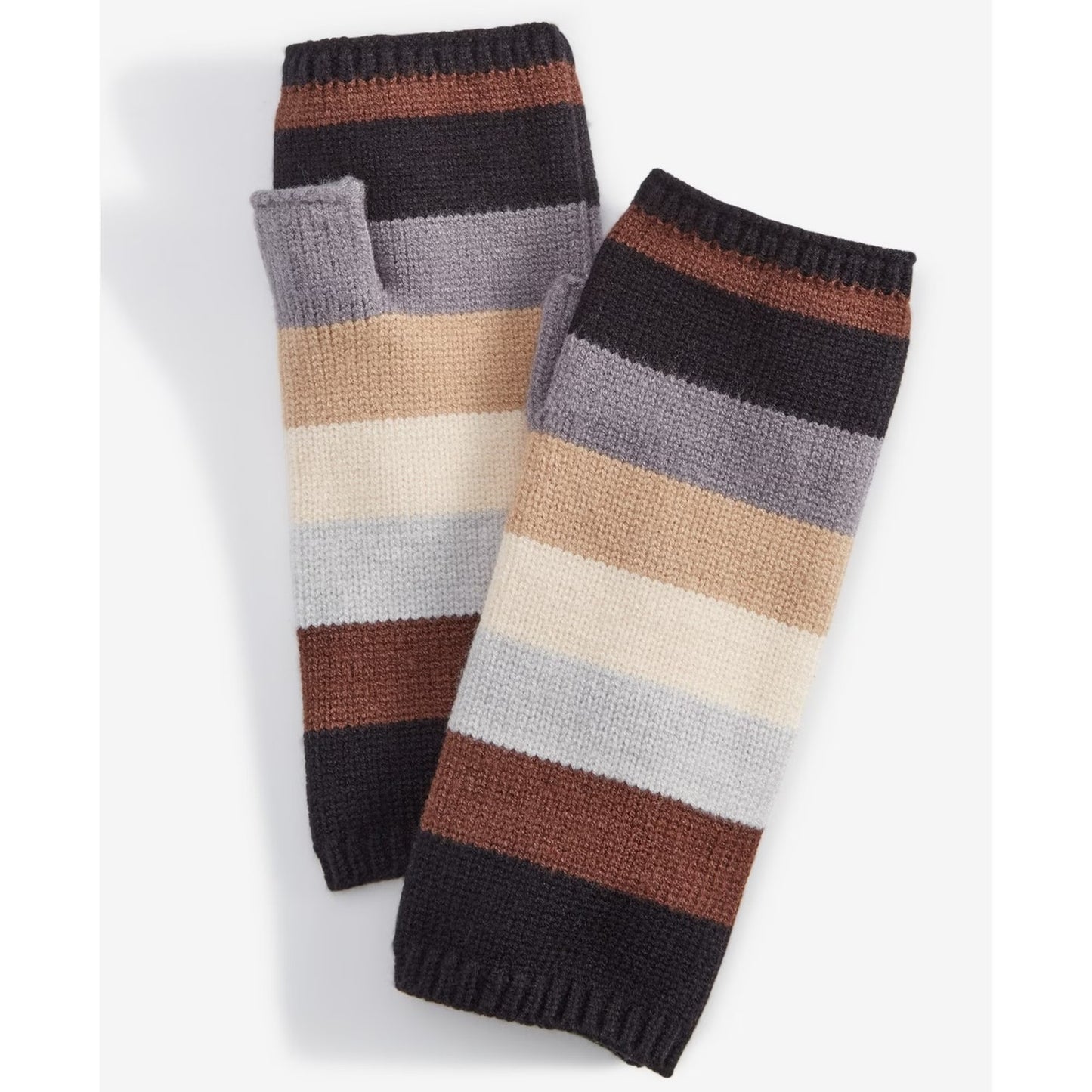 On 34th Women's Striped Ribbed Pop-Top Gloves in Brown Black