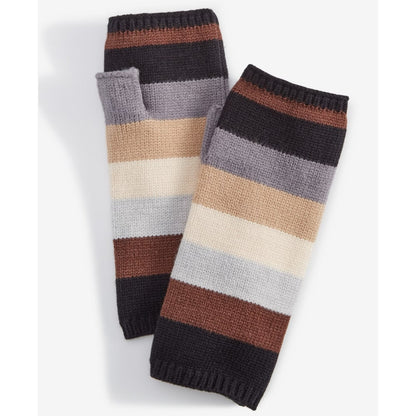 On 34th Women's Striped Ribbed Pop-Top Gloves in Brown Black