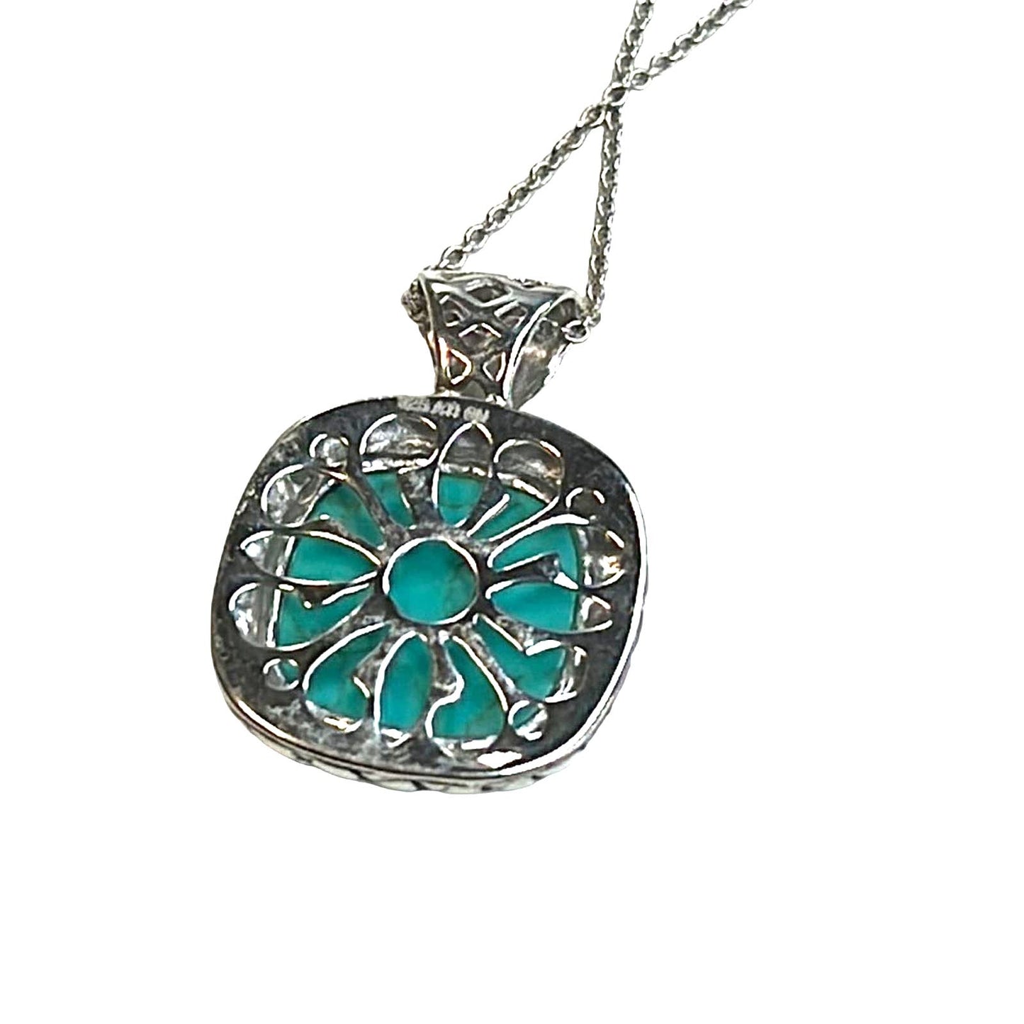 R. H. Macy Silver & Turquoise Square Necklace, NWT!