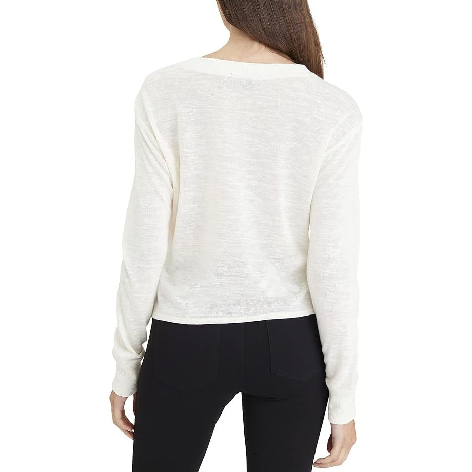 Sanctuary Womens Knotted-Front Long-Sleeve Top White, Size XL