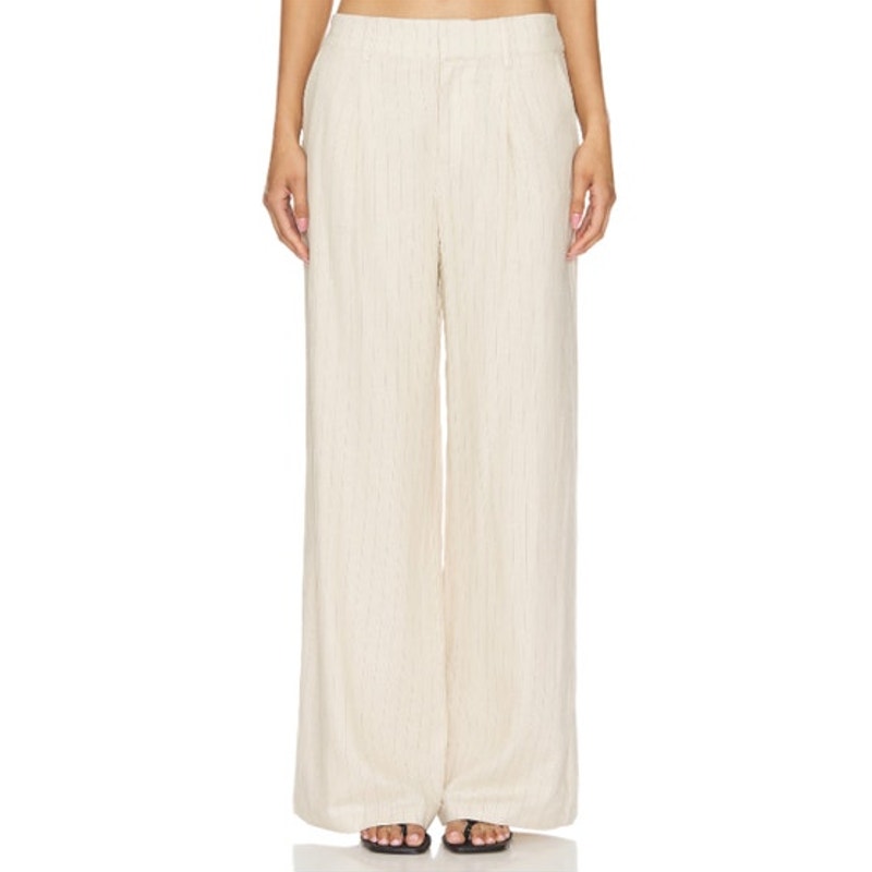 Sanctuary Women's Pleated-Front Wide-Leg Vineyard Stripe Pants in Beige