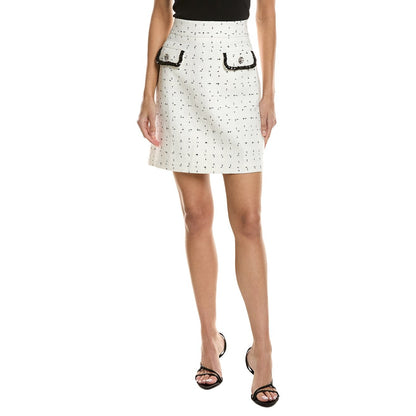 KARL LAGERFELD PARIS Women's Textured-Tweed Mini Skirt in Soft White & Black